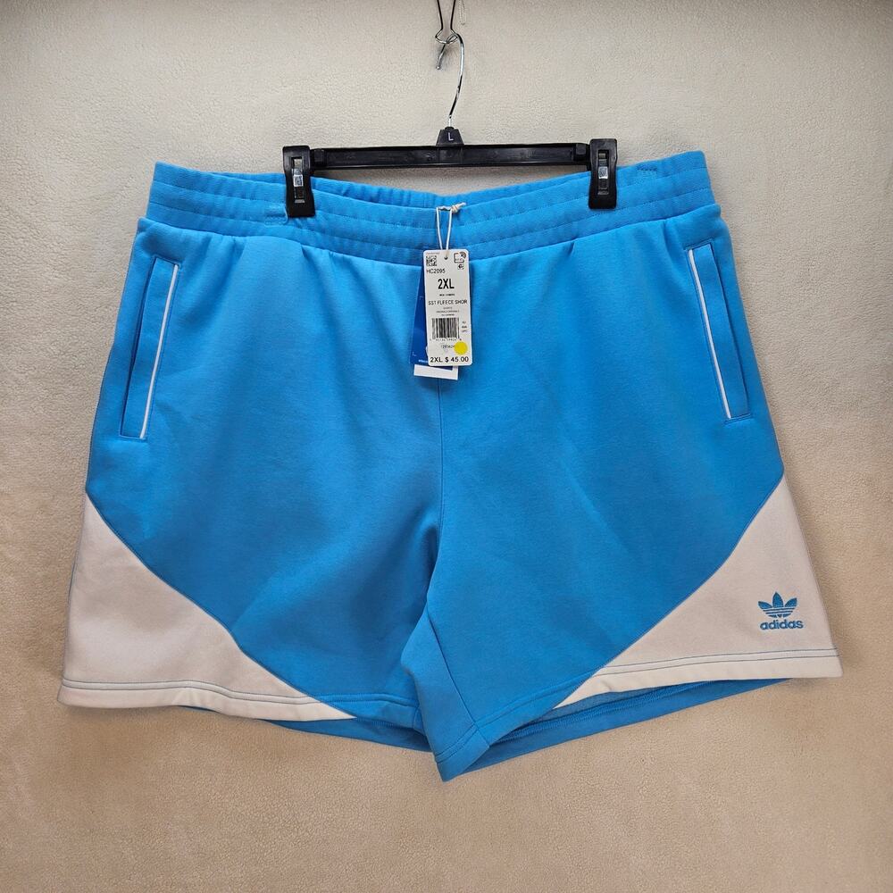 ADIDAS ORIGINAL MEN'S XXL BLUE WHITE NORTH CAROLINA FLEECE SHORTS NWT HC2095